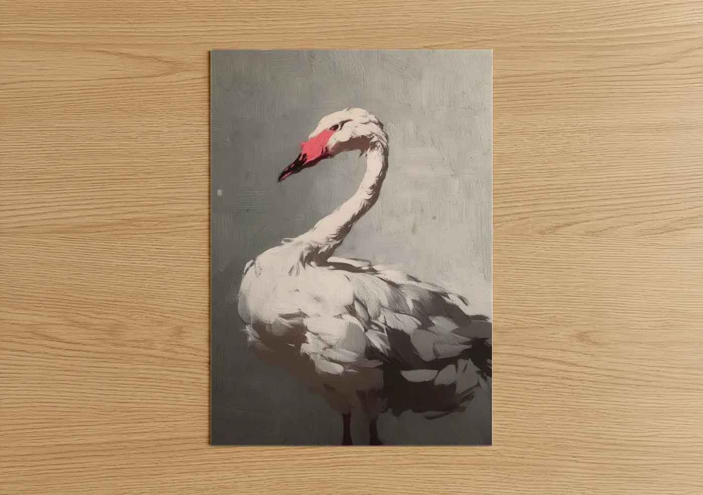 Pink Swan Portrait Contemporary Wall Art