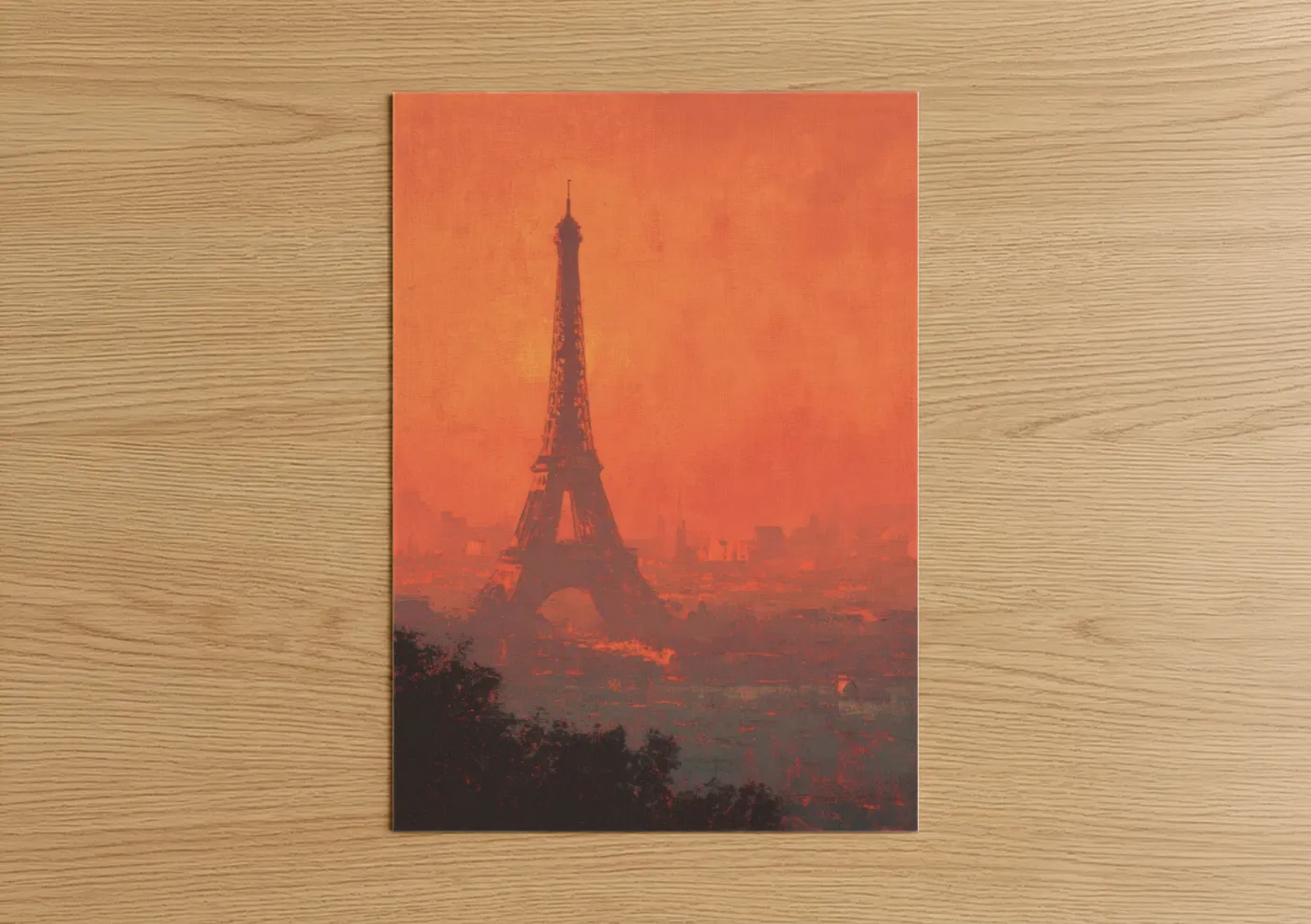 Eiffel Tower Sunset Silhouette Wall Art