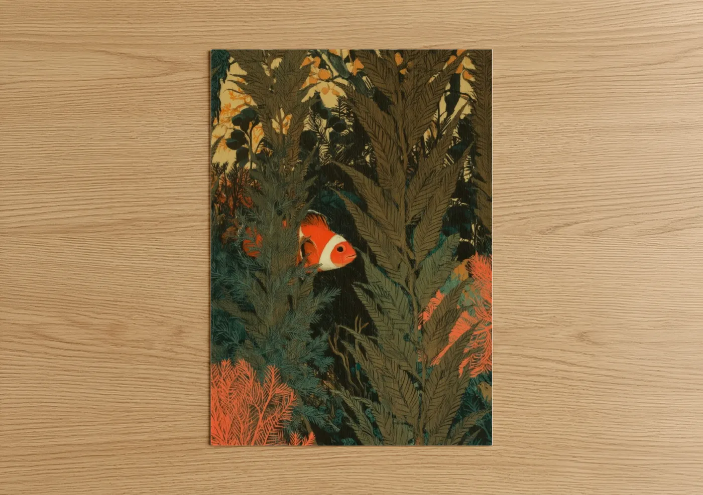Clownfish Coral Garden Illustration Wall Art