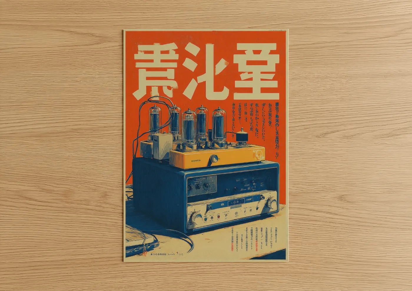Vintage Japanese Radio Tube Amplifier Ad Wall Art
