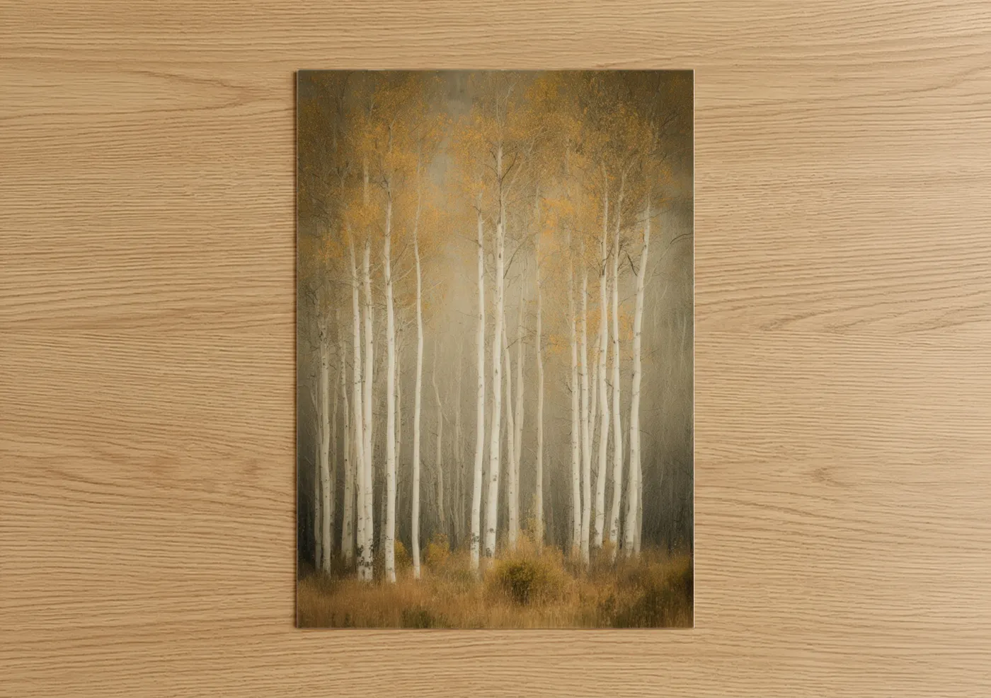 Golden Aspen Forest Autumn Landscape Wall Art