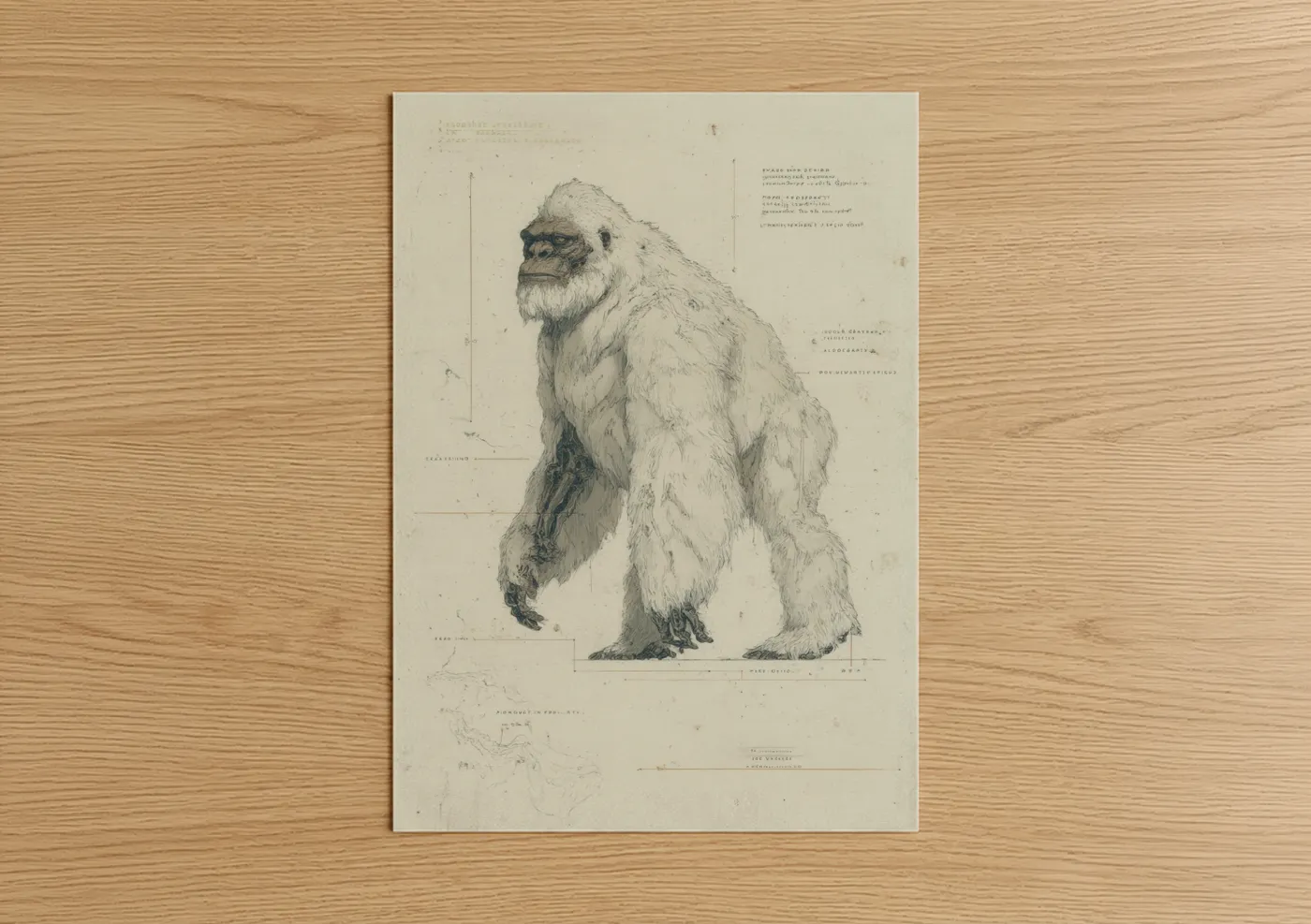 Snowy Yeti Mythical Creature Illustration Wall Art