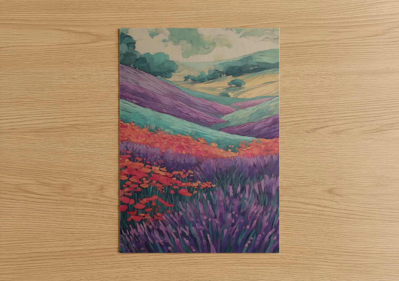 Colorful Lavender Field Landscape Wall Art