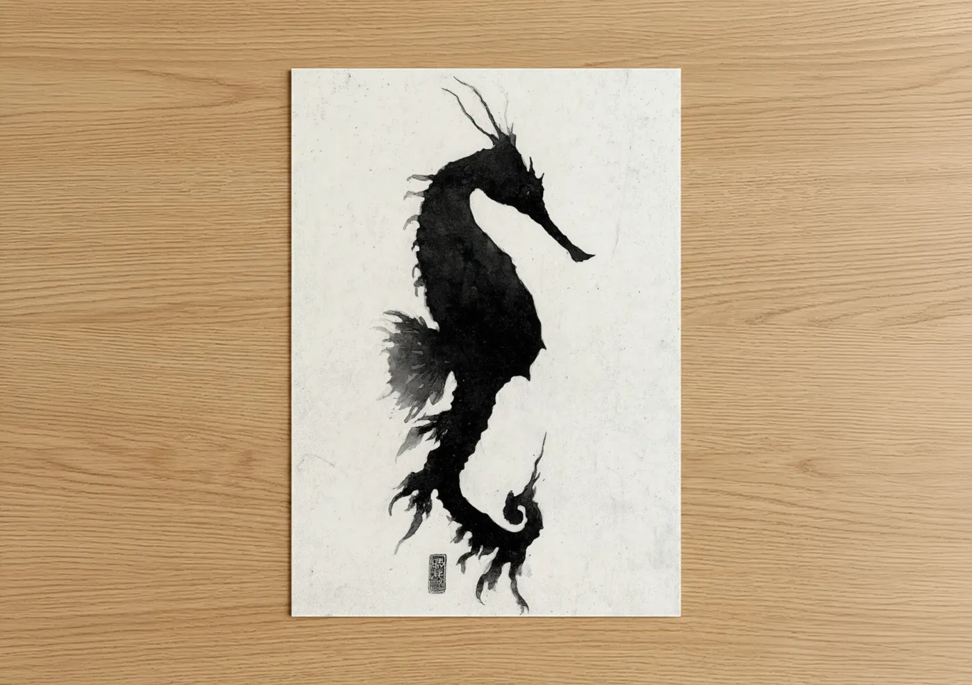 Ethereal Seahorse Black and White Wall Art