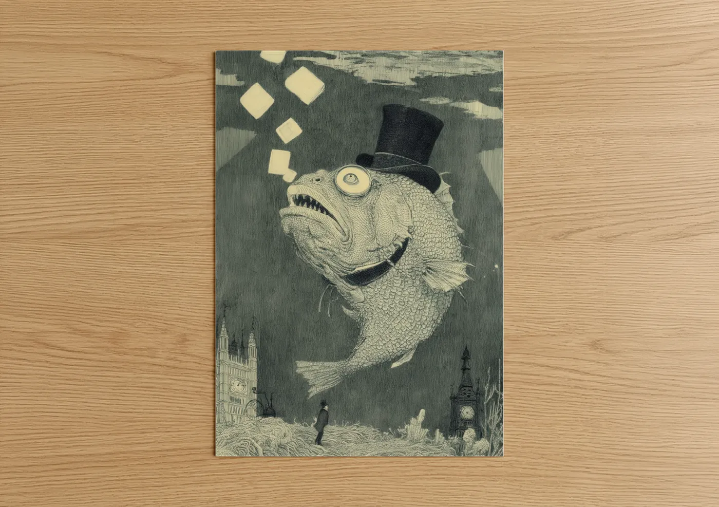 Gentleman Dragon Fish Steampunk Wall Art