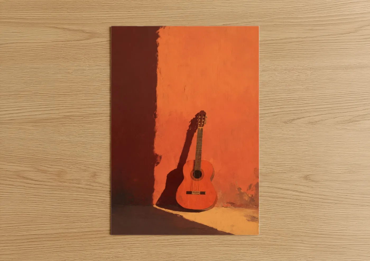 Acoustic Guitar Warm Sunset Wall Art