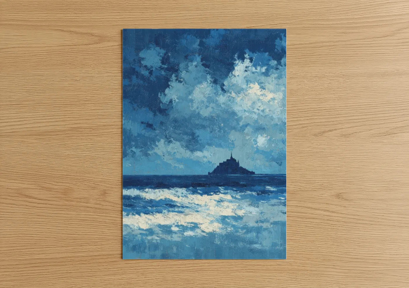Mont Saint-Michel Blue Ocean Painting Wall Art