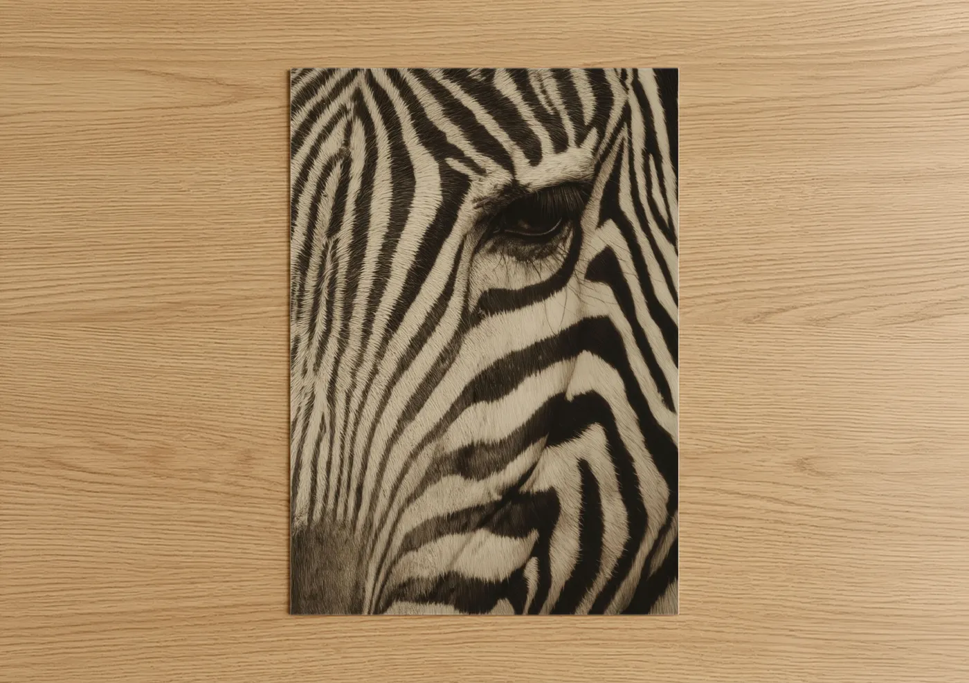 Zebra Stripes Close-Up Black White Wall Art