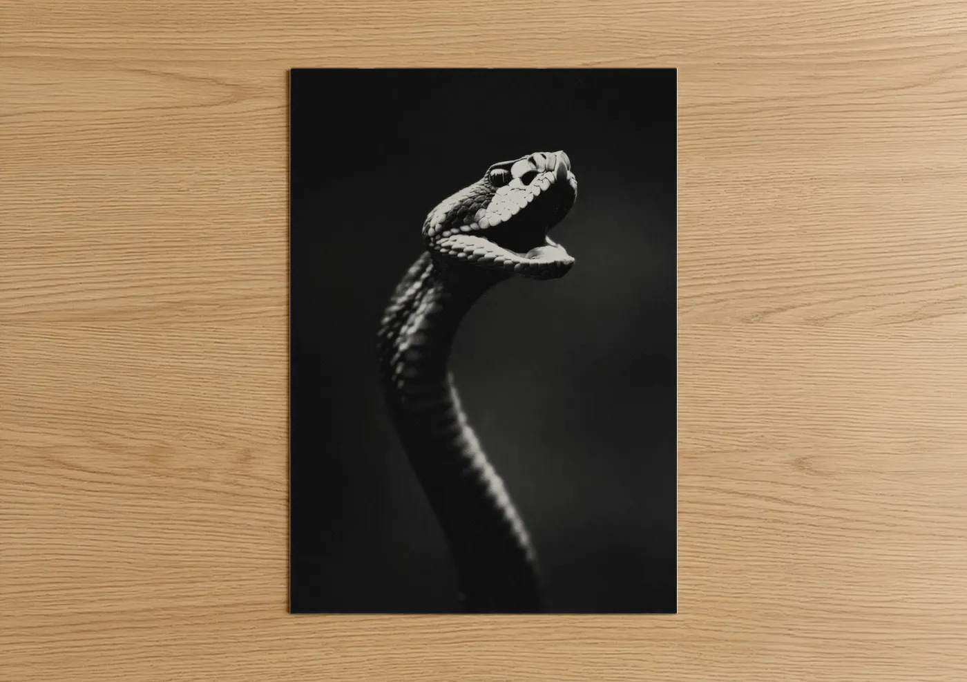 Striking Rattlesnake Black and White Wall Art