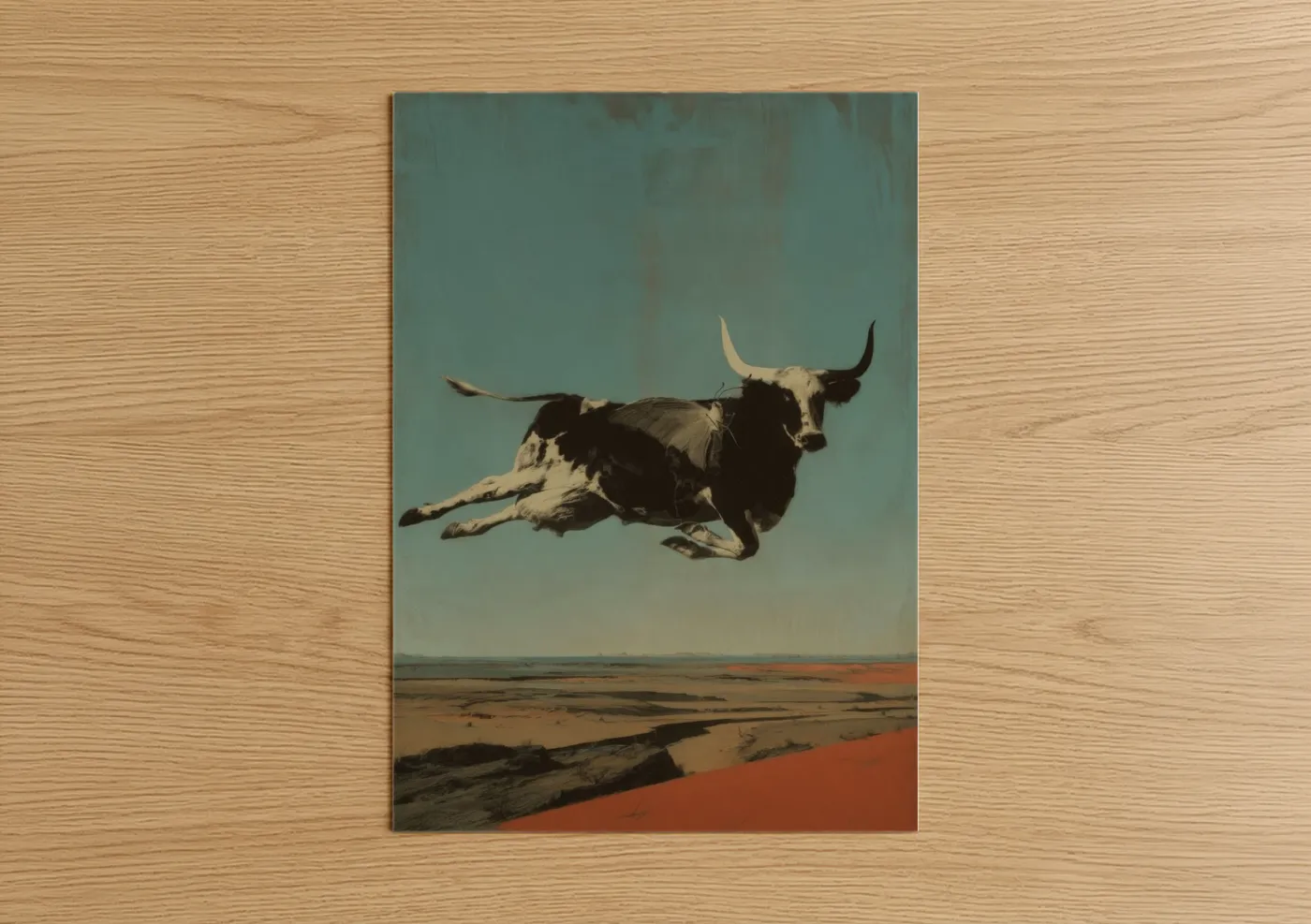 Surreal Flying Jersey Cow Desert Wall Art