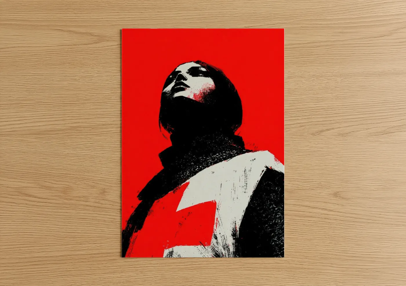 Joan of Arc Defiant Portrait Red Wall Art