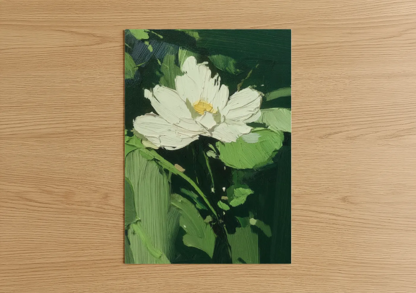 White Lotus Abstract Floral Painting Wall Art