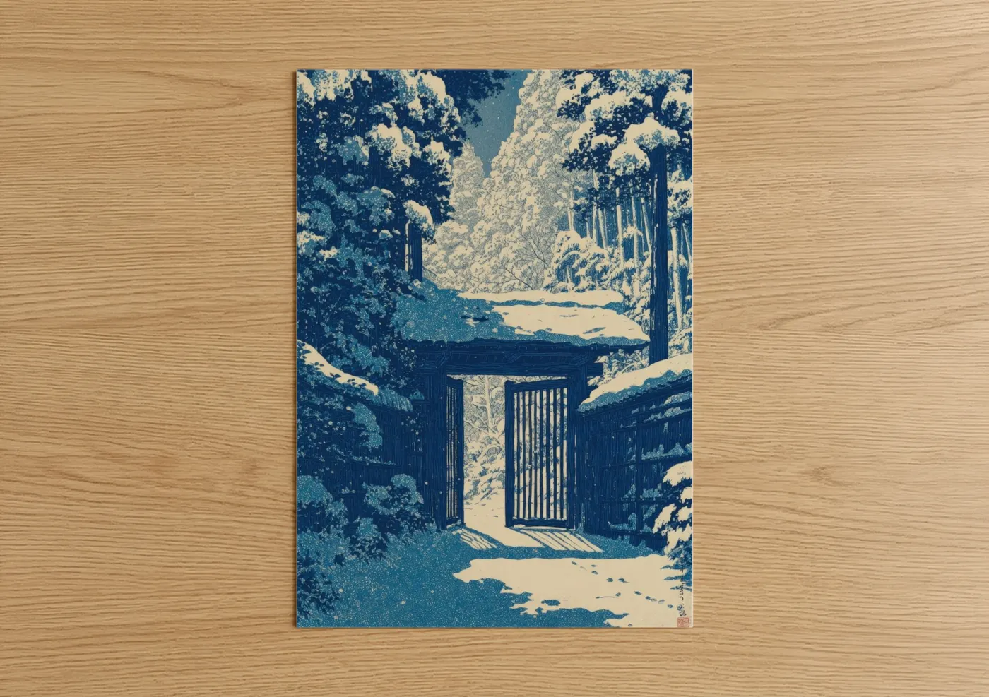 Snowy Gateway Winter Forest Scene Wall Art