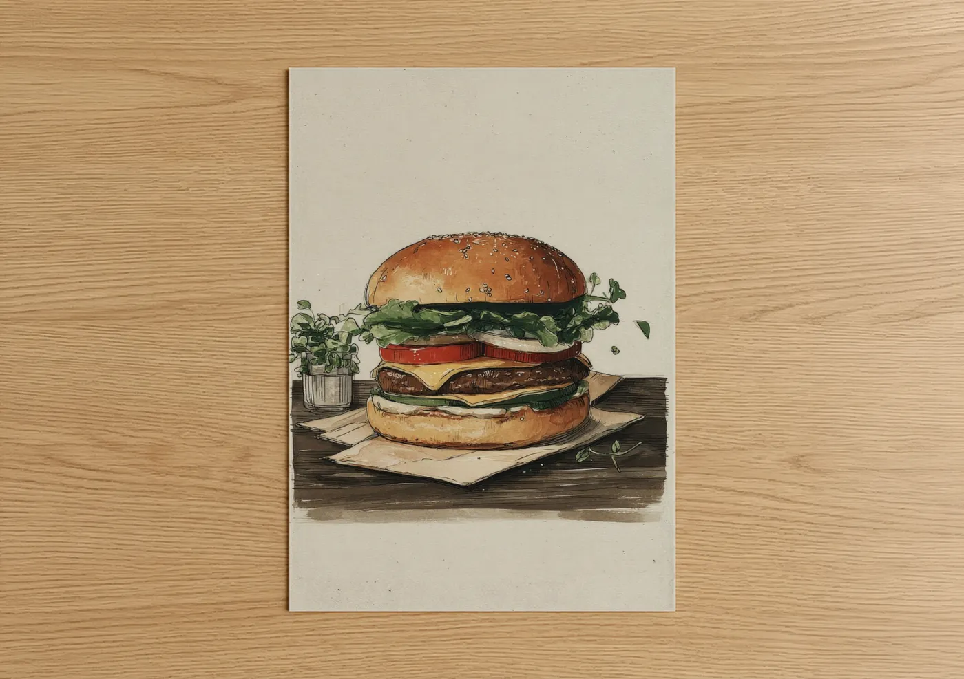 Gourmet Burger Stack Illustration Wall Art