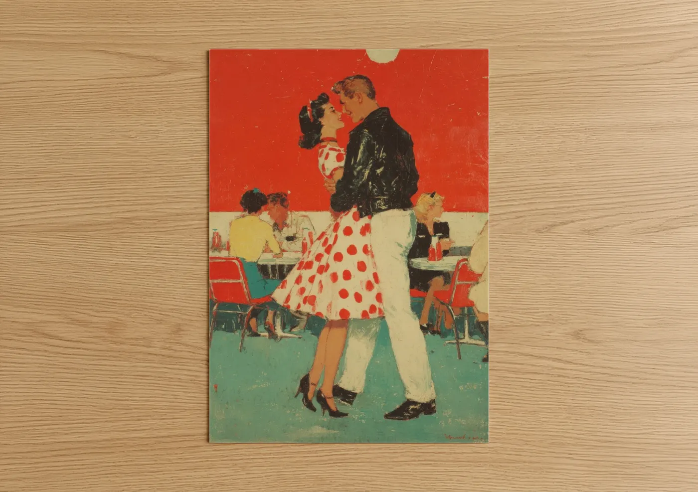 Vintage 1950s Retro Fashion Couple Dance Wall Art
