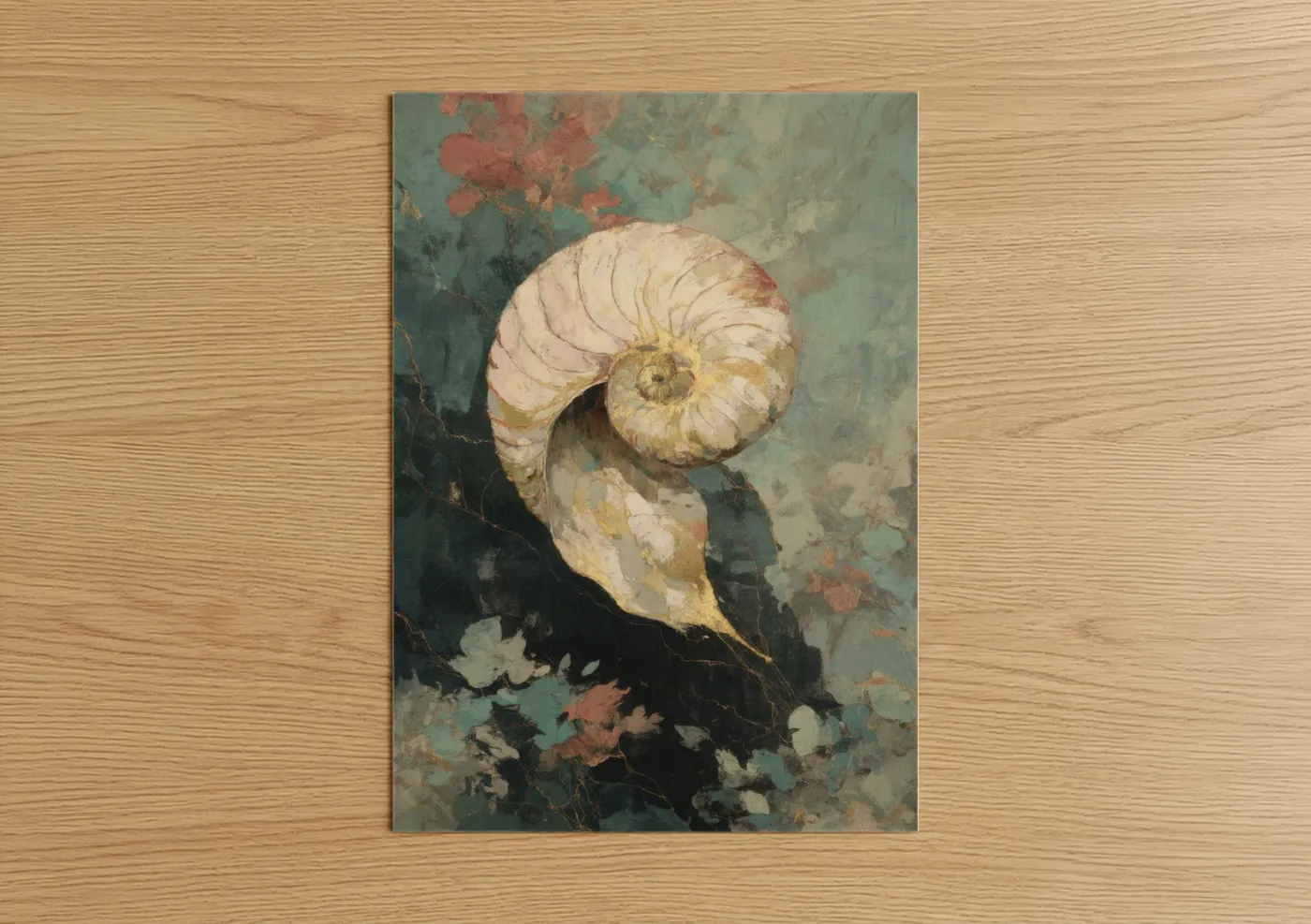Spiral Nautilus Shell Vintage Wall Art