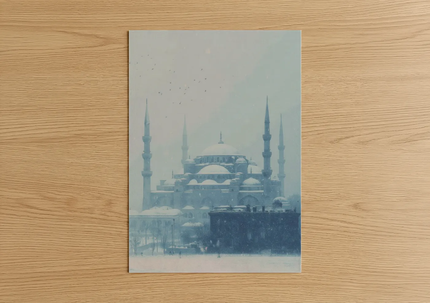 Blue Mosque Winter Snowfall Architecture Wall Art