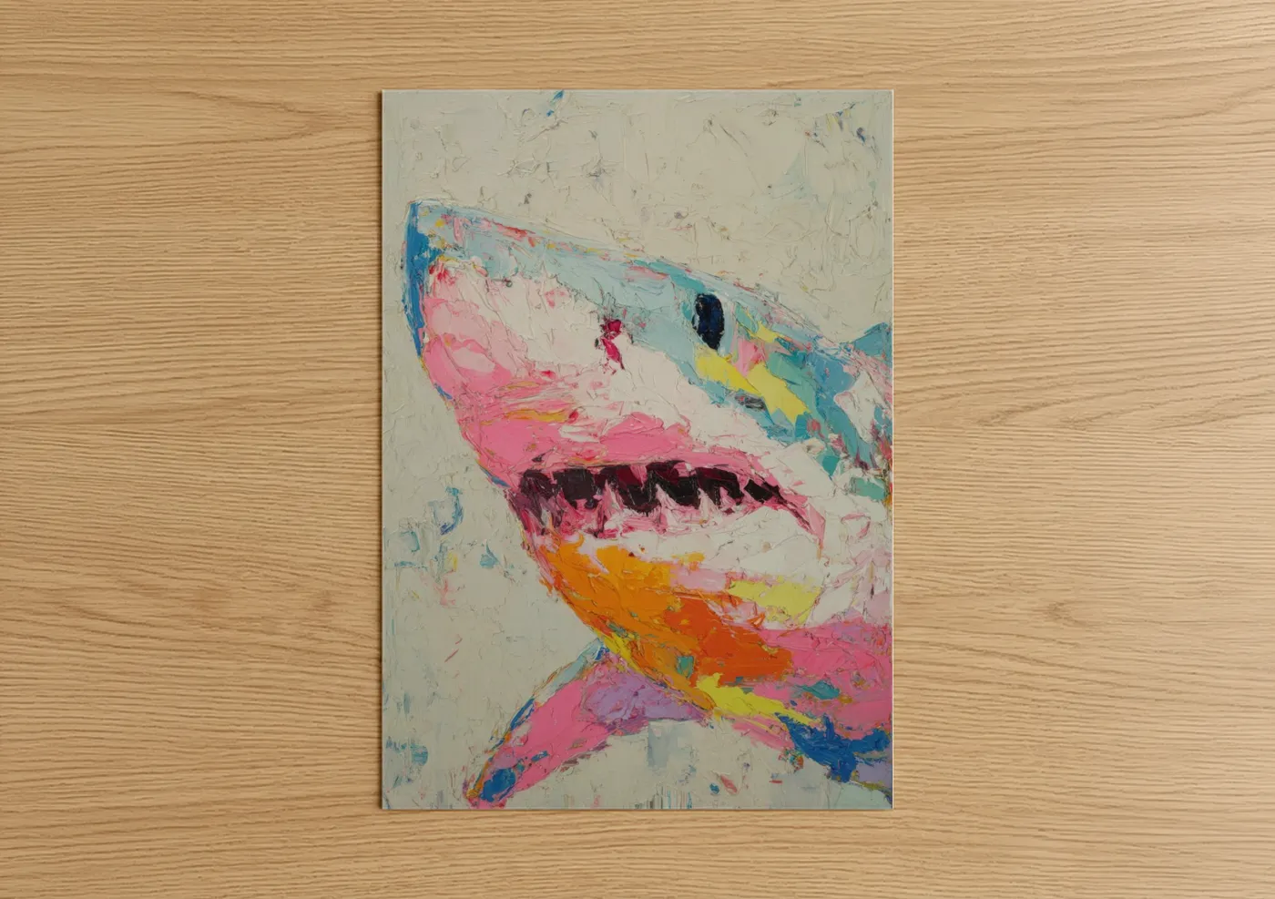 Colorful Bull Shark Abstract Wall Art