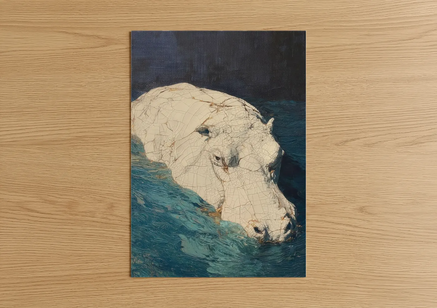 Submerged Hippo Wildlife Wall Art