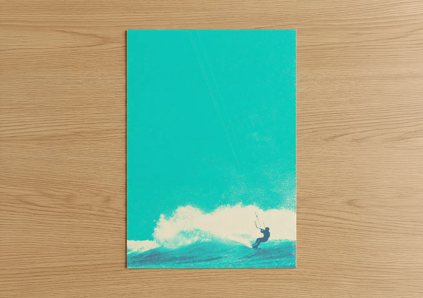 Kite Surfing Turquoise Wave Action Wall Art
