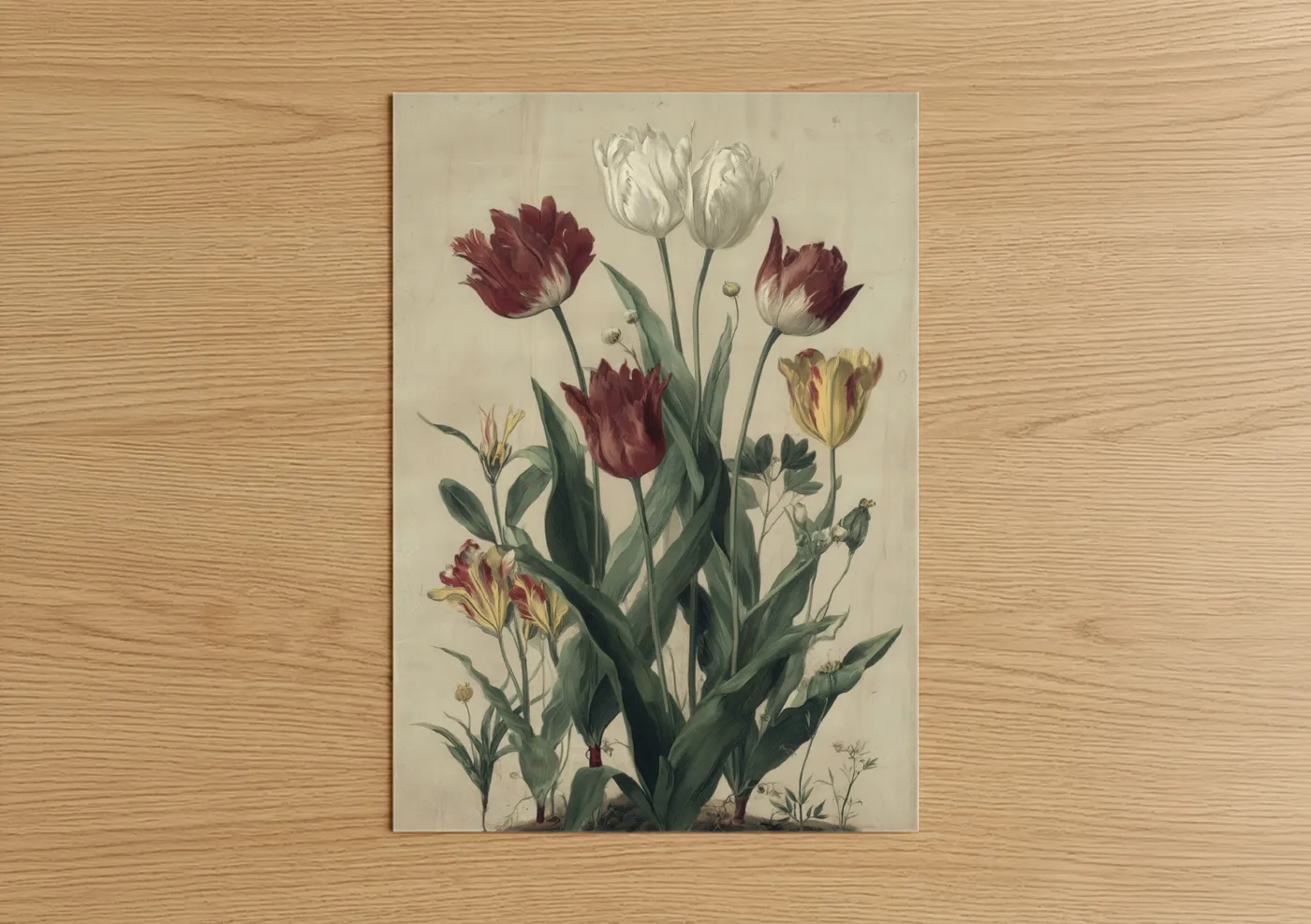 Vintage Tulip Variety Botanical Illustration Wall Art