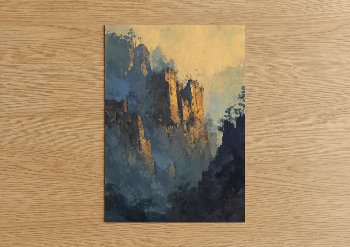 Golden Cliff Dawn Landscape Wall Art