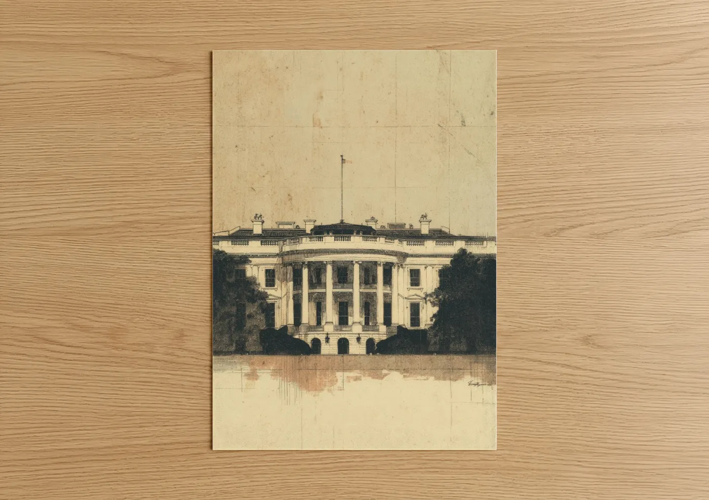 Classical White House Architecture Print Wall Art