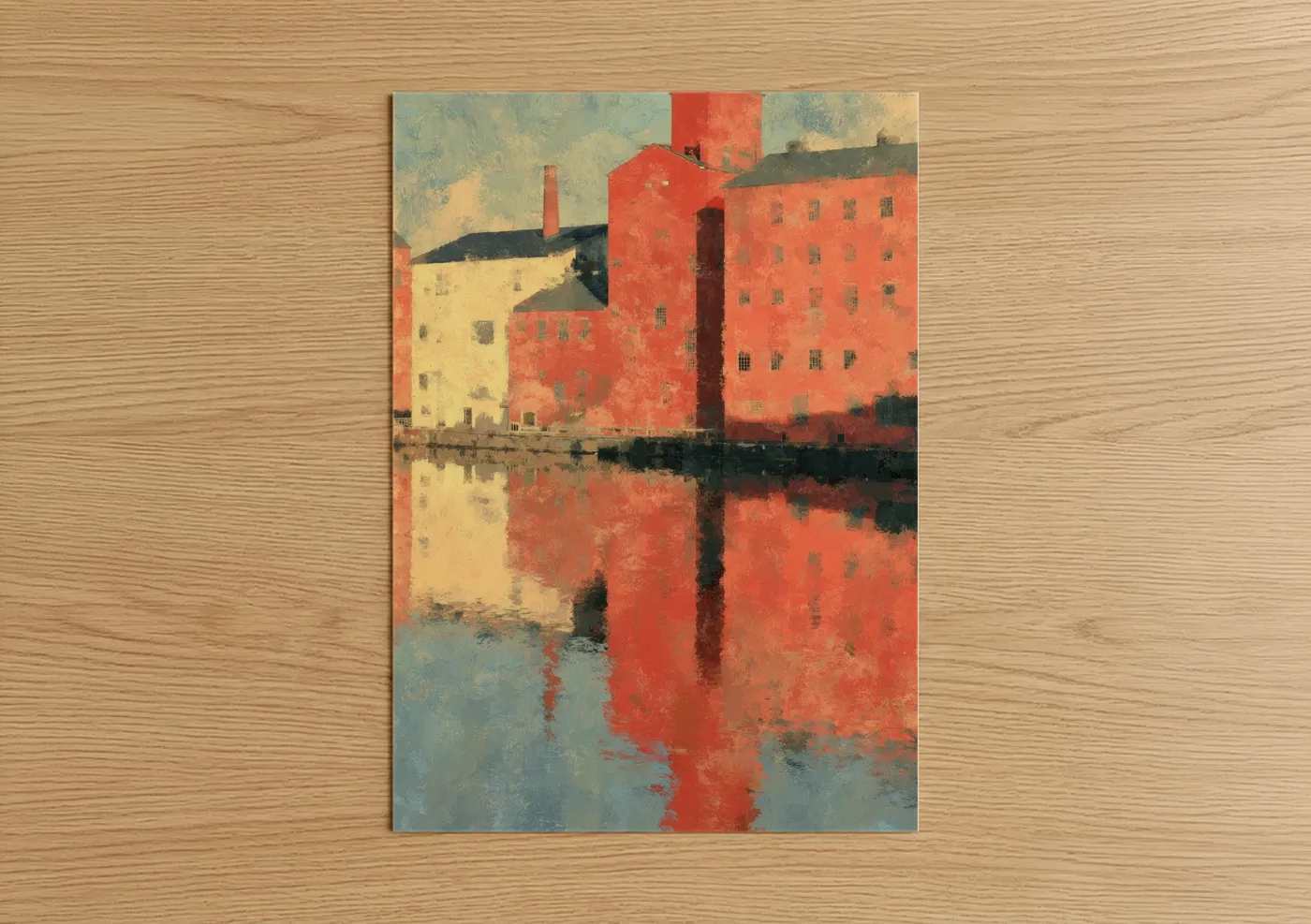 Red Factory Reflection Industrial Wall Art