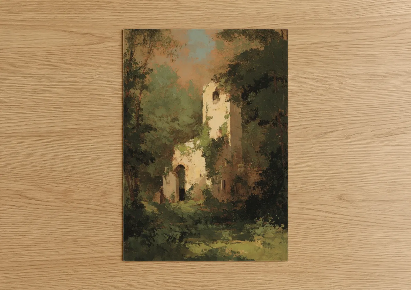 Overgrown Castle Ruin Impressionist Wall Art