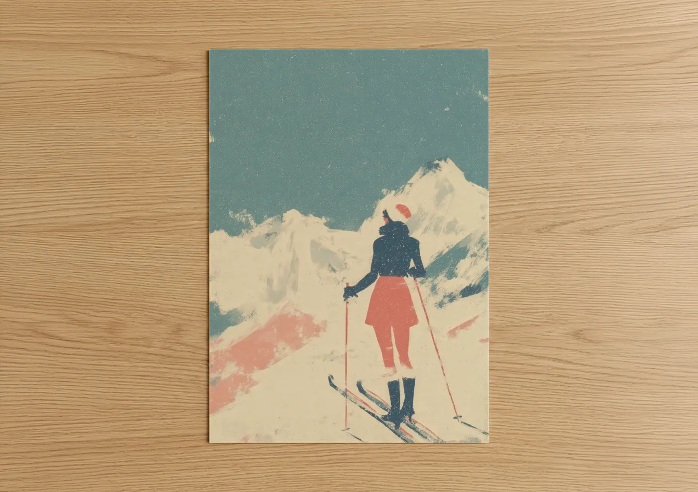 Retro Alpine Skier Winter Sports Wall Art