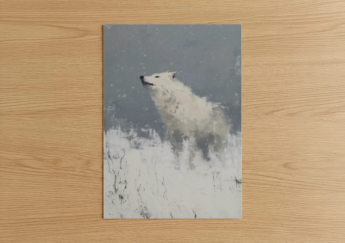 Snowy Wolf Winter Landscape Art Wall Art