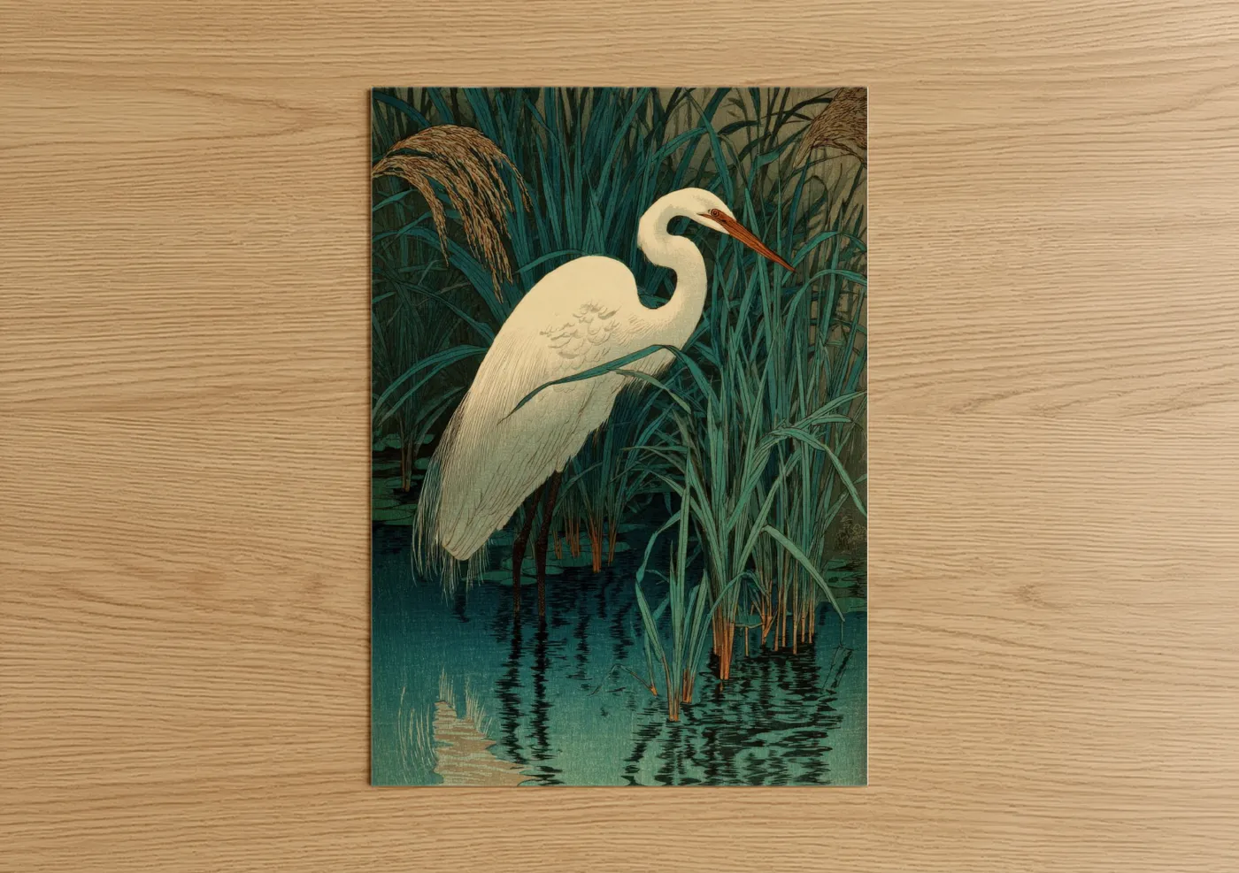 White Crane Wetland Japanese Wall Art