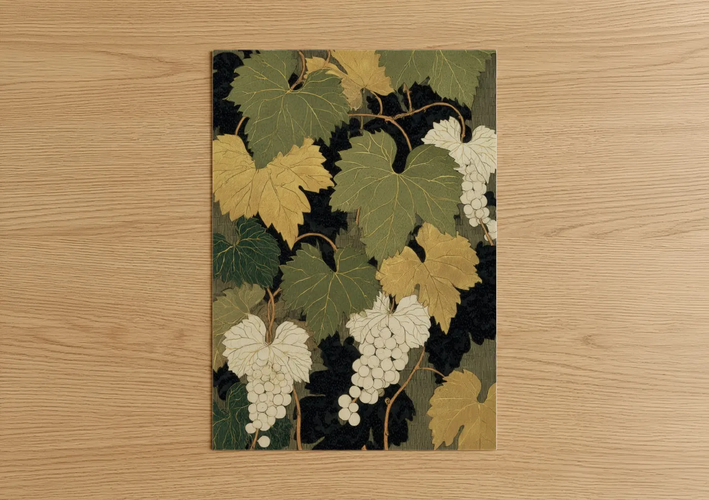 Vineyard Harvest White Grapes Botanical Wall Art