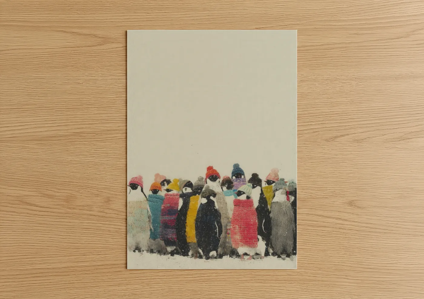 Colorful Penguin Gathering Winter Wall Art