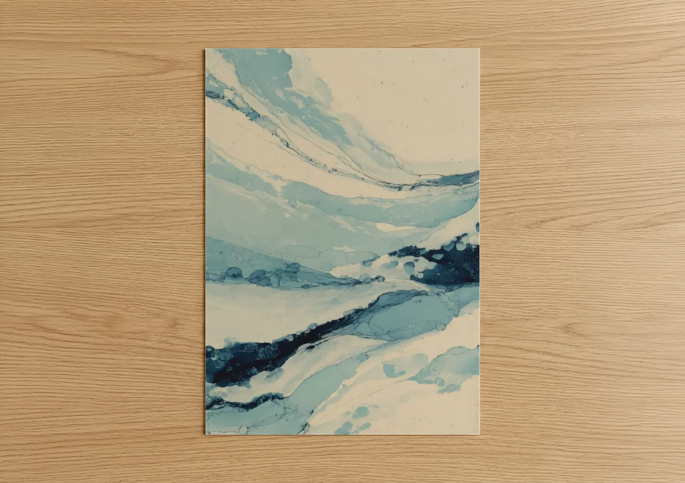 Frozen River Flow Abstract Winter Wall Art