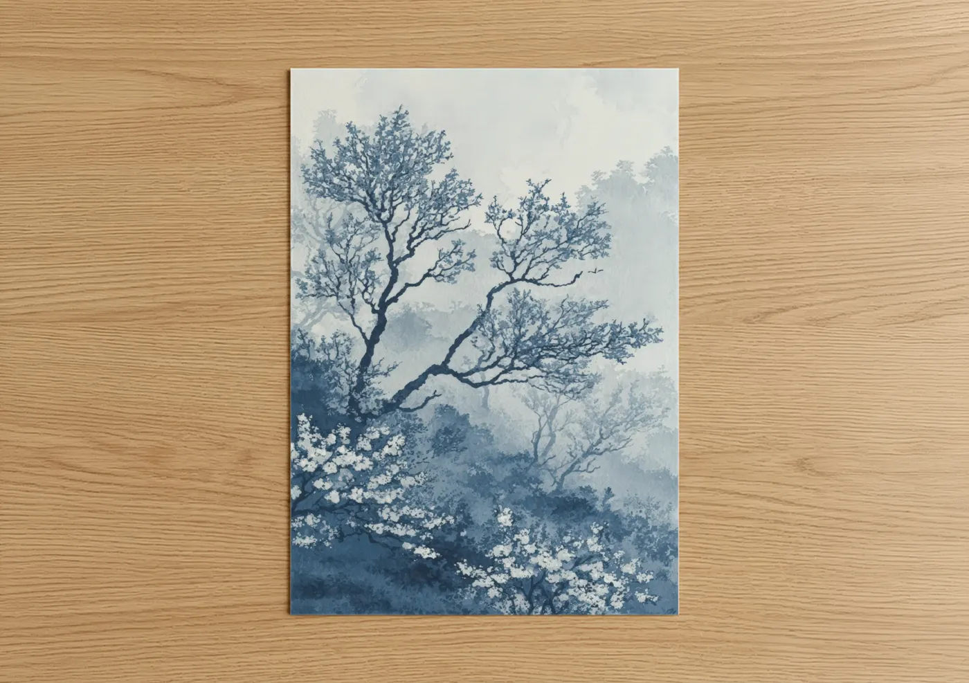 Misty Blossom Field Watercolor Wall Art