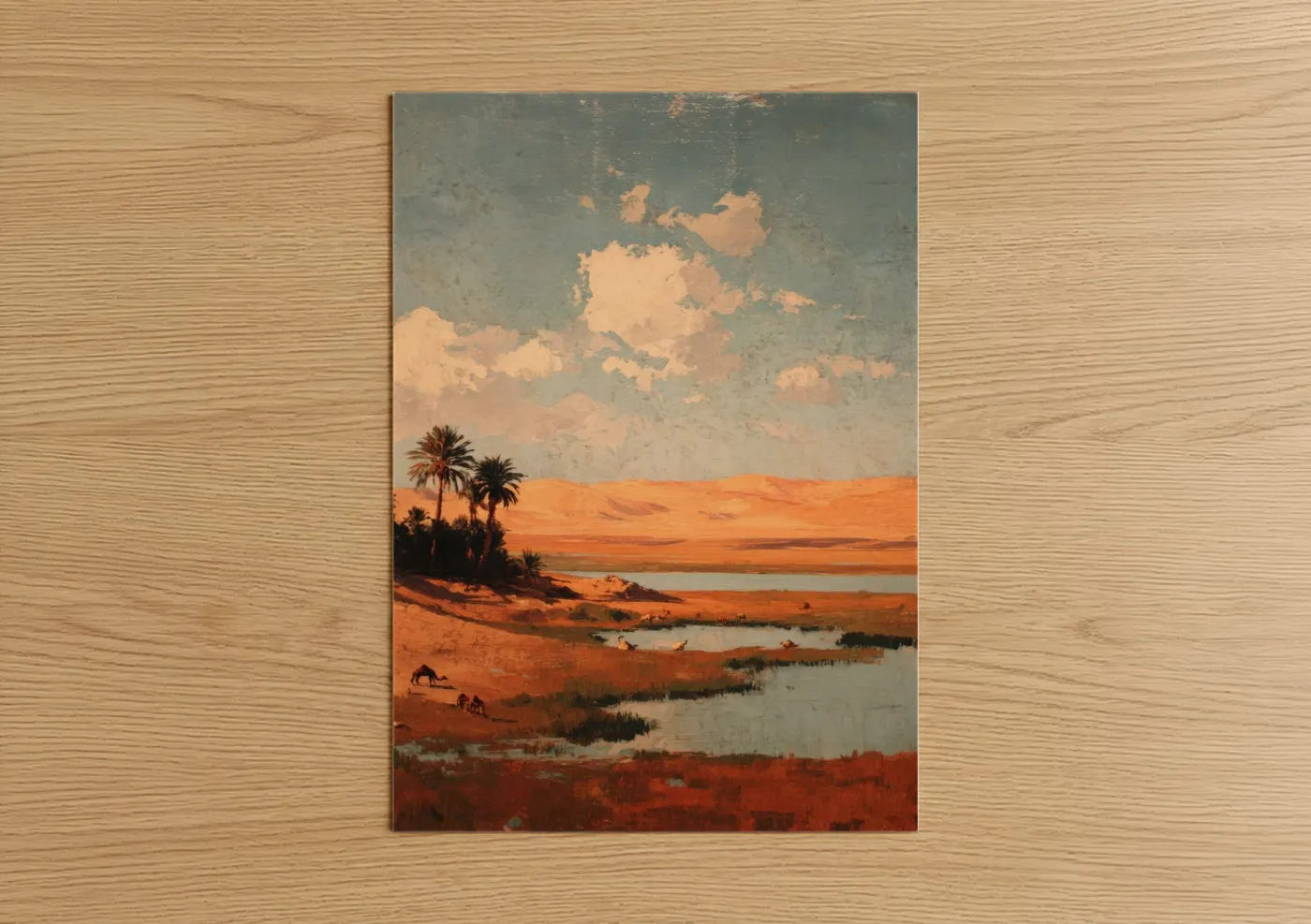 Desert Oasis Landscape Vintage Wall Art