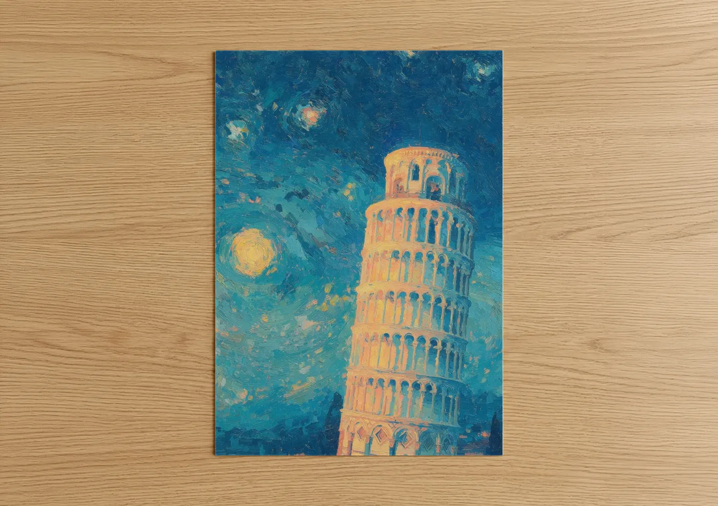 Leaning Tower of Pisa Starry Night Wall Art