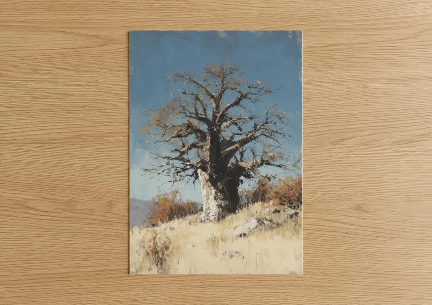 Ancient Baobab Tree Savanna Landscape Wall Art