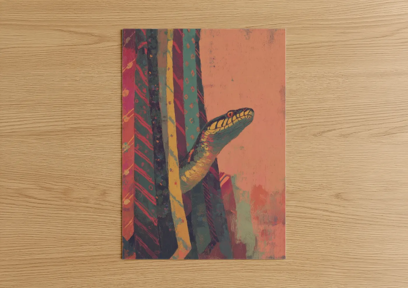 Golden Python Coiled Contemporary Wall Art