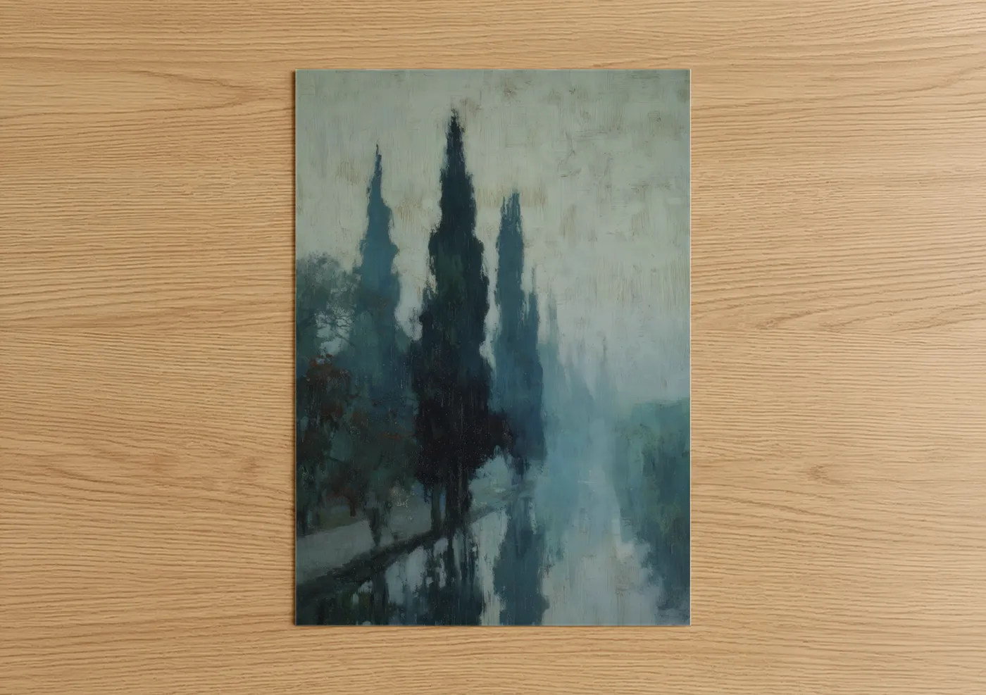 Misty Cypress Trees Impressionist Painting Wall Art