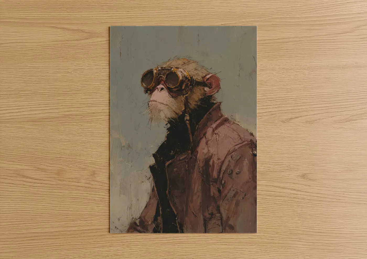 Steampunk Aviator Monkey Portrait Wall Art