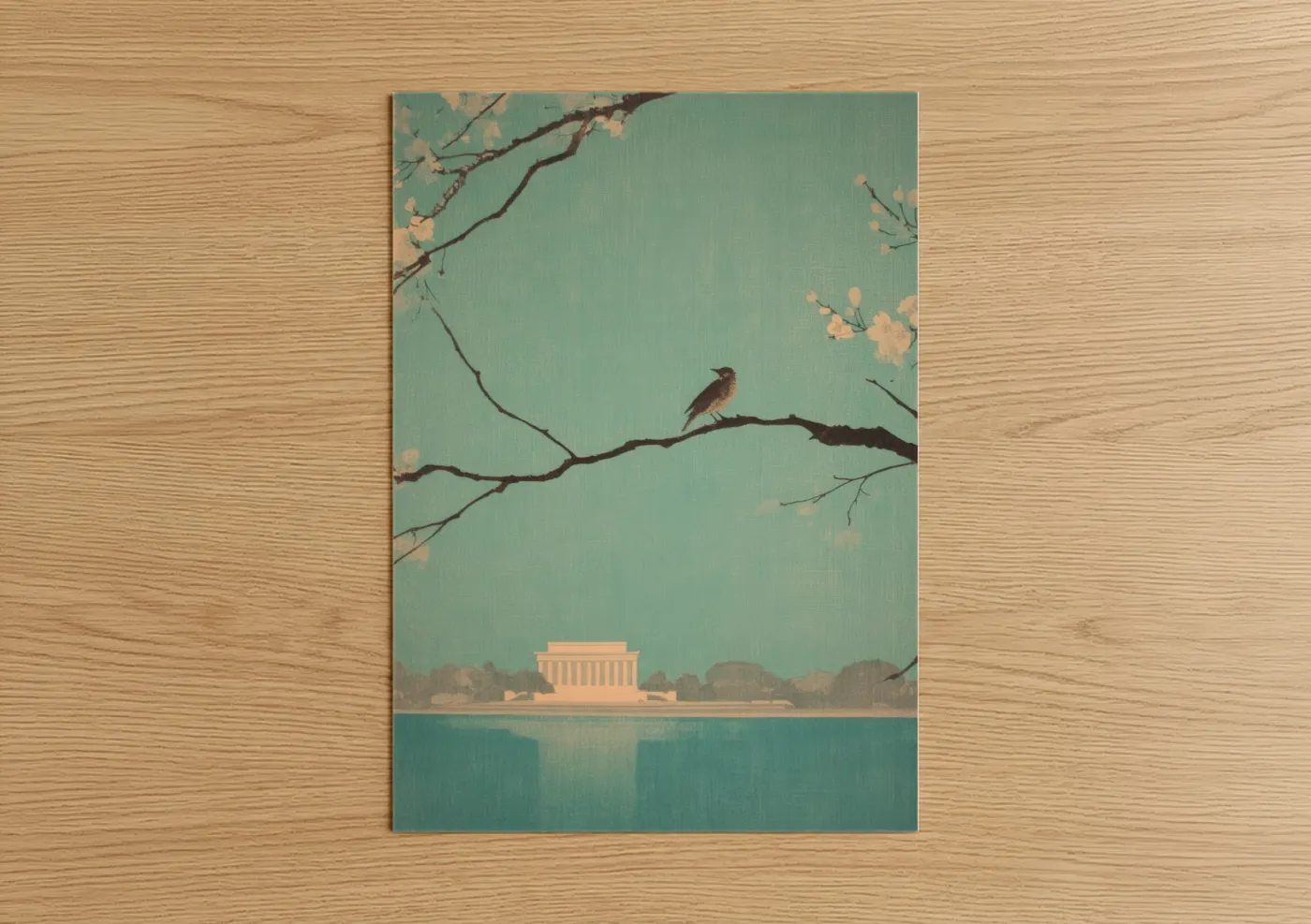 Lincoln Memorial Songbird Turquoise Wall Art