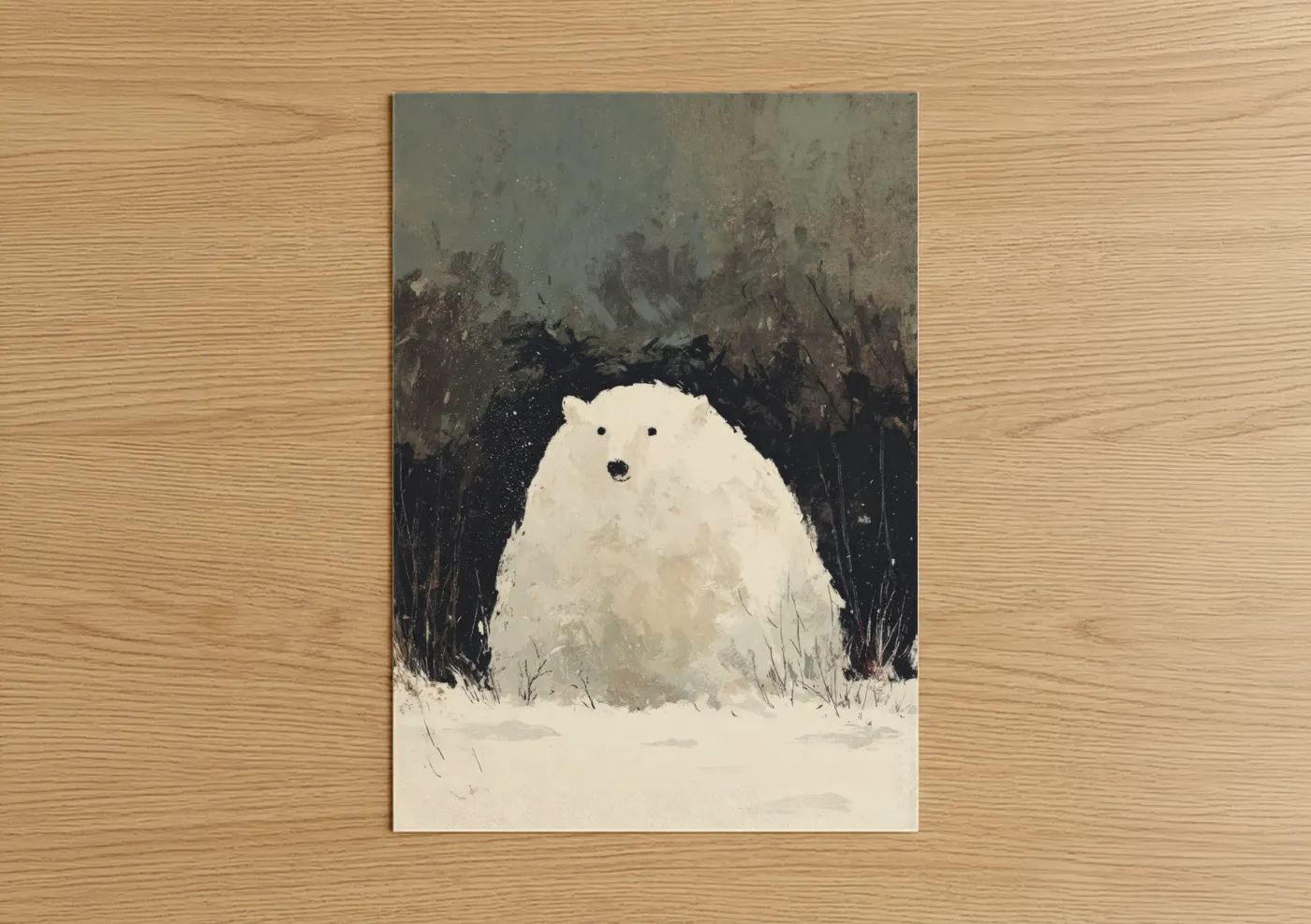 Polar Bear Winter Watercolor Illustration Wall Art