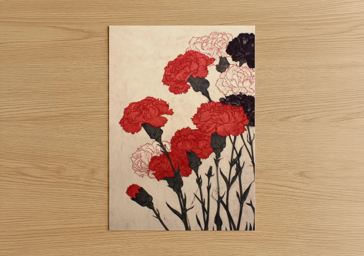 Crimson Carnation Bloom Floral Art Wall Art