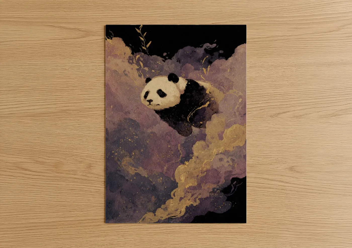 Misty Panda Forest Watercolor Wall Art