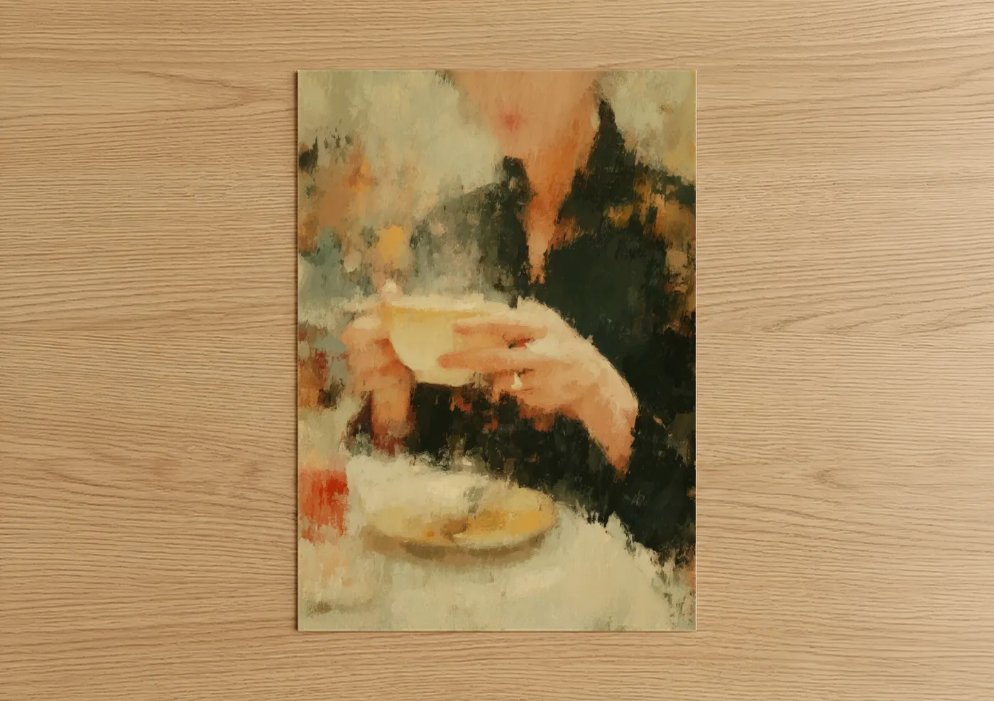 Warm Tea Moment Abstract Painting Wall Art