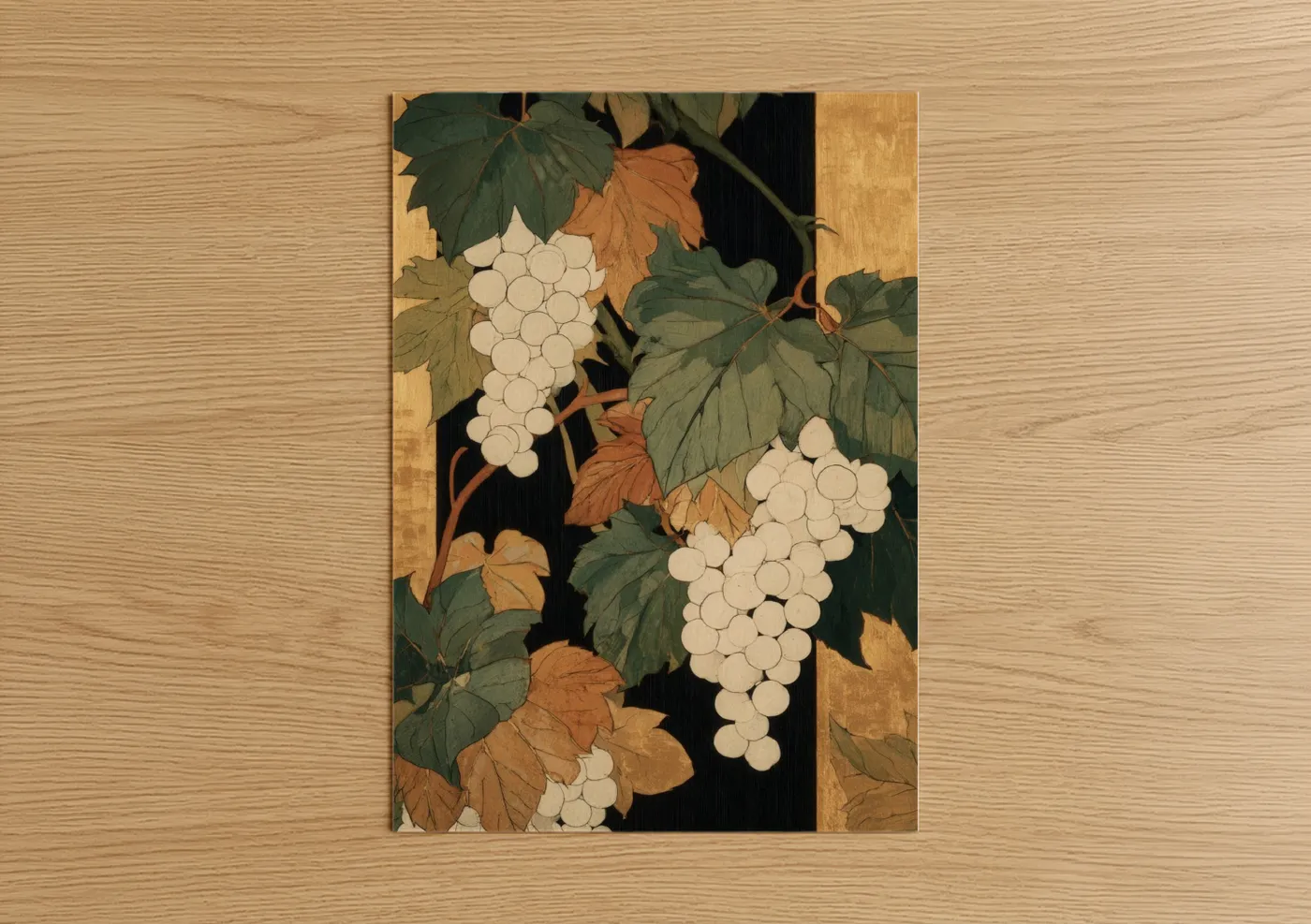 Autumn Vineyard White Grapes Botanical Wall Art