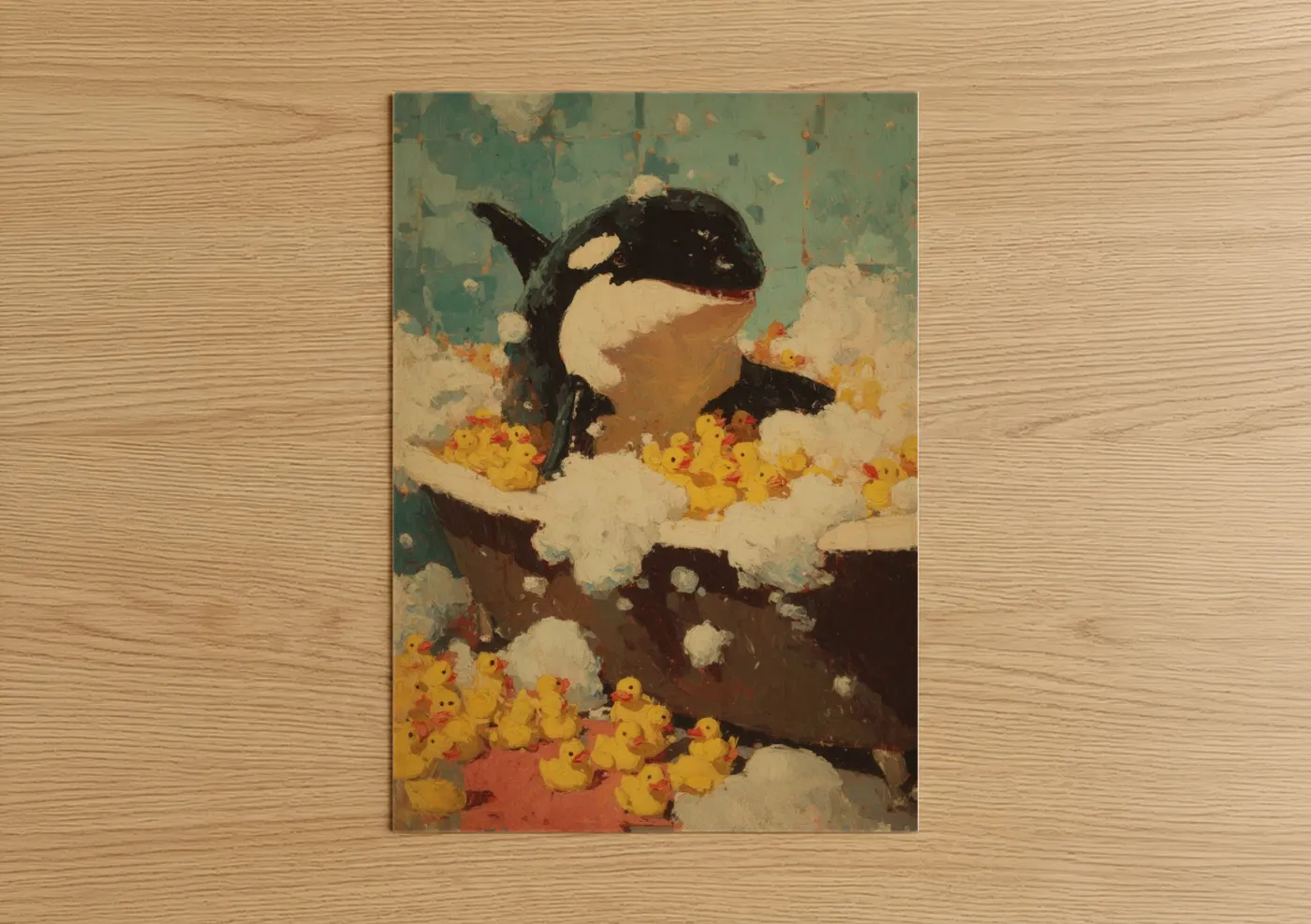 Playful Orca with Ducklings Artwork Wall Art