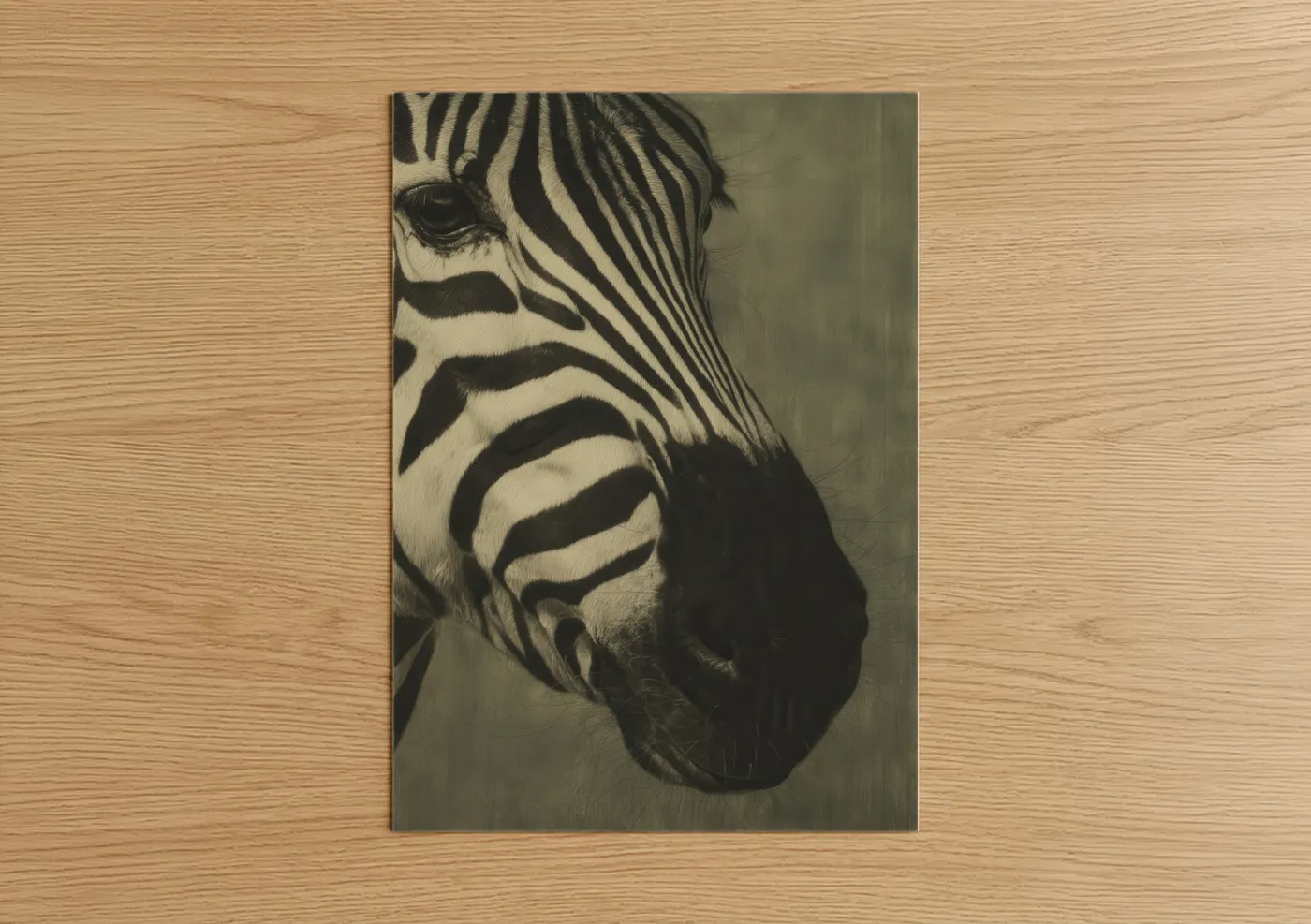 Gentle Zebra Portrait in Muted Tones Wall Art
